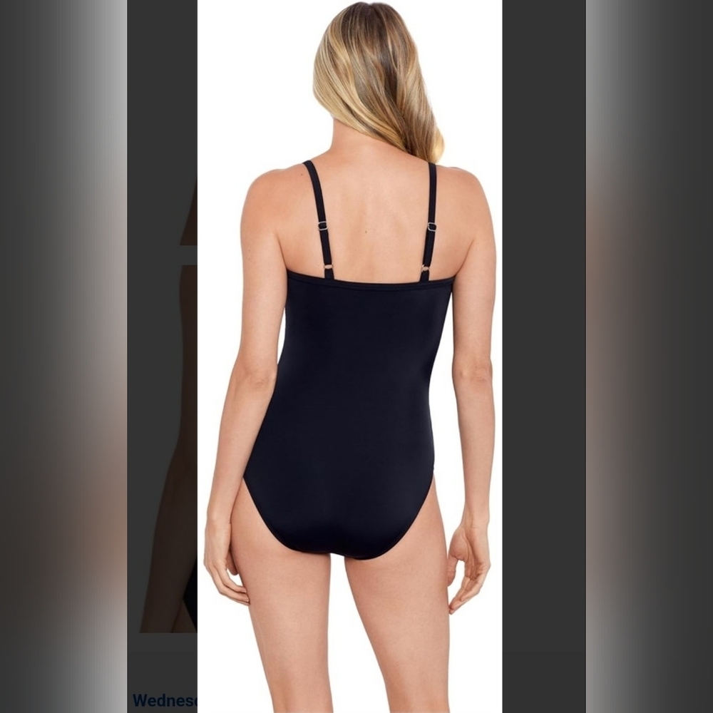 Shape Solver By Penbrooke Black and White Tummy Control One Piece Swimsuit - Picture 3 of 5